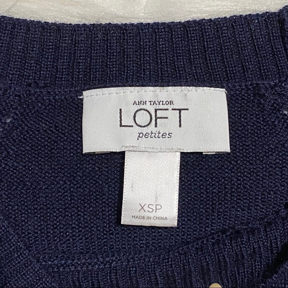 ANN TAYLOR LOFT Rhinestone Navy Blue Sweater - Picture 5 of 6